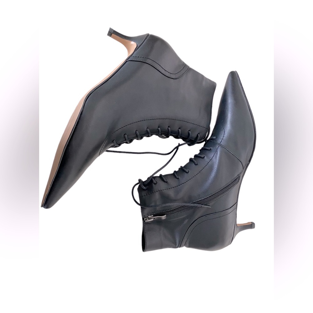 Faux leather ankle boots, low heels